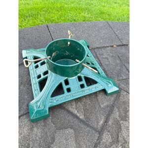 Vintage Cast Iron Christmas Tree Stand Green 15LB 14X14’’